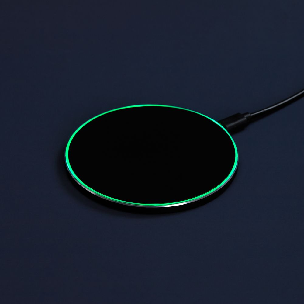 Беспроводное зарядное устройство с подсветкой Lightcore, черное